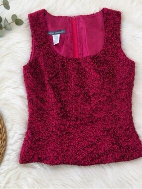 Sandra Agelozzi Textured Rosette Sleeveless Top - Raspberry
